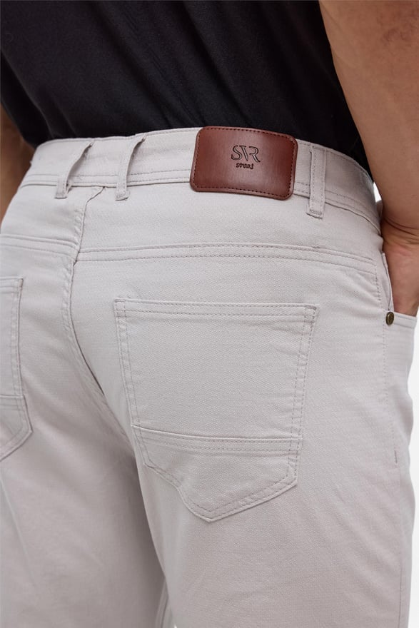 Bej Slim 5 Cep Kalıp Armürlü Pantolon