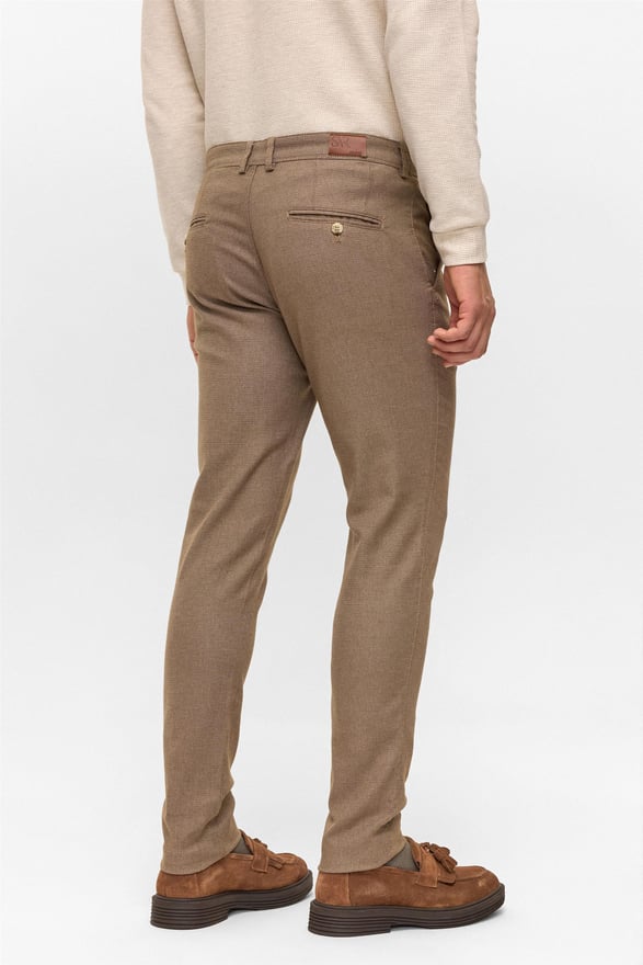 Bej Slim Armürlü Pantolon