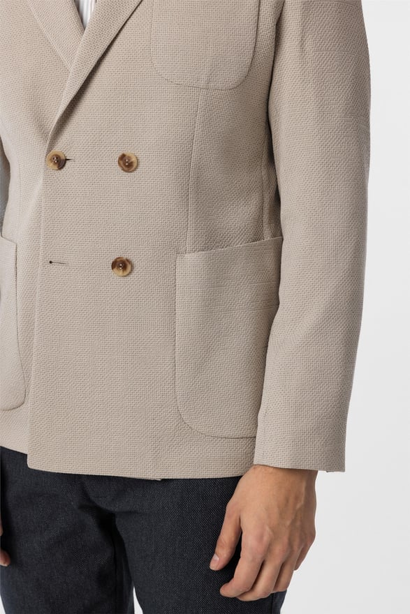 Bej Slim Baskılı Kruveze Yaka 6 Drop Ceket