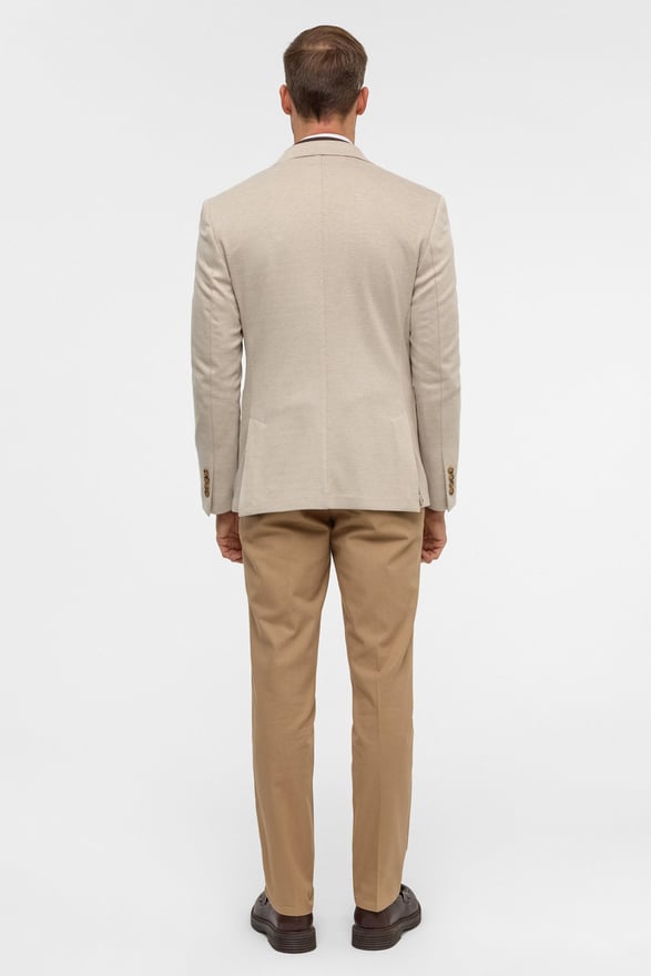 Bej Slim Desenli Mono Yaka 6 Drop Ceket