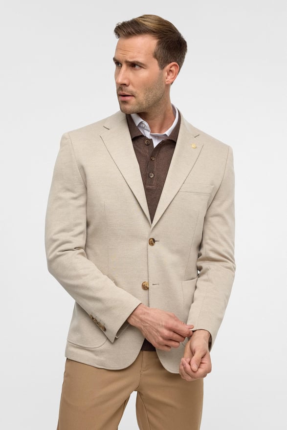 Bej Slim Desenli Mono Yaka 6 Drop Ceket