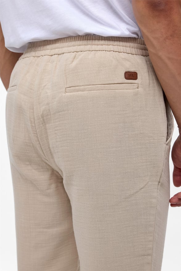 Bej Slim Düz Jogger Pantolon