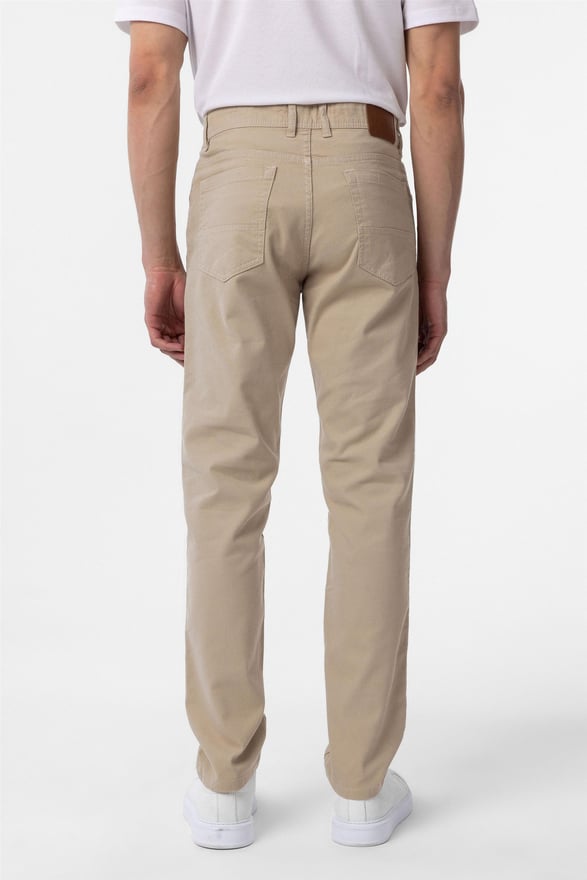 Bej Slim Düz Pantolon