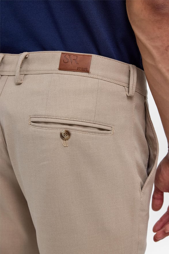 Bej Slim Fit Desenli Kumaş Pantolon