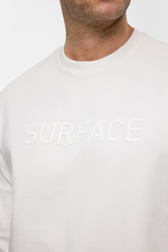 Beyaz Regular Düz Bisiklet Yaka Sweatshirt