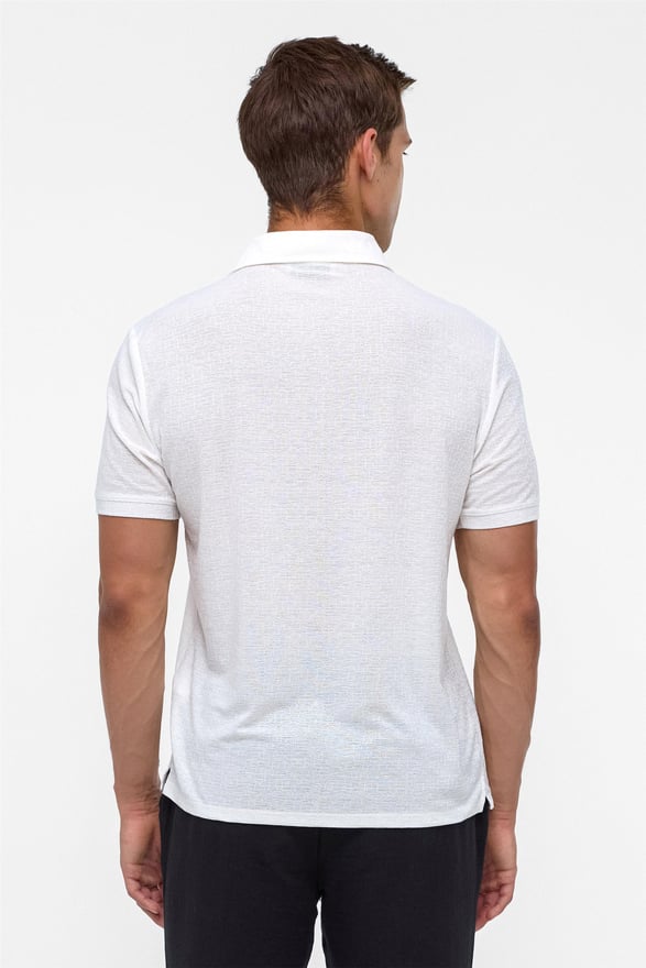 Beyaz Regular Düz Polo Yaka Tişört