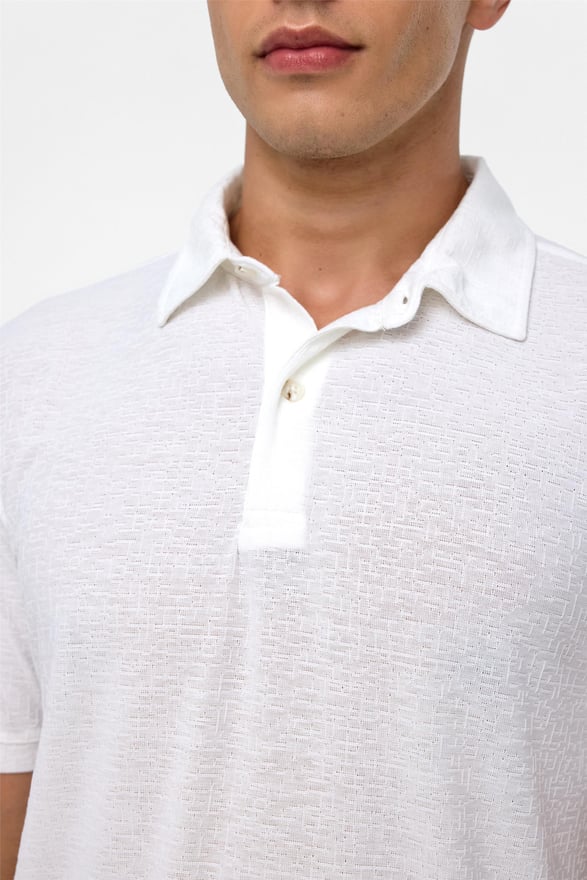 Beyaz Regular Düz Polo Yaka Tişört