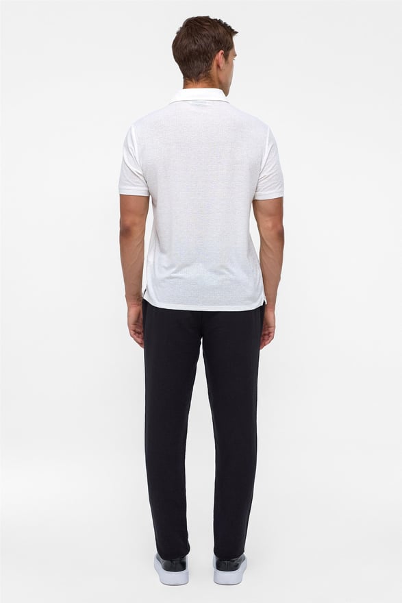 Beyaz Regular Düz Polo Yaka Tişört