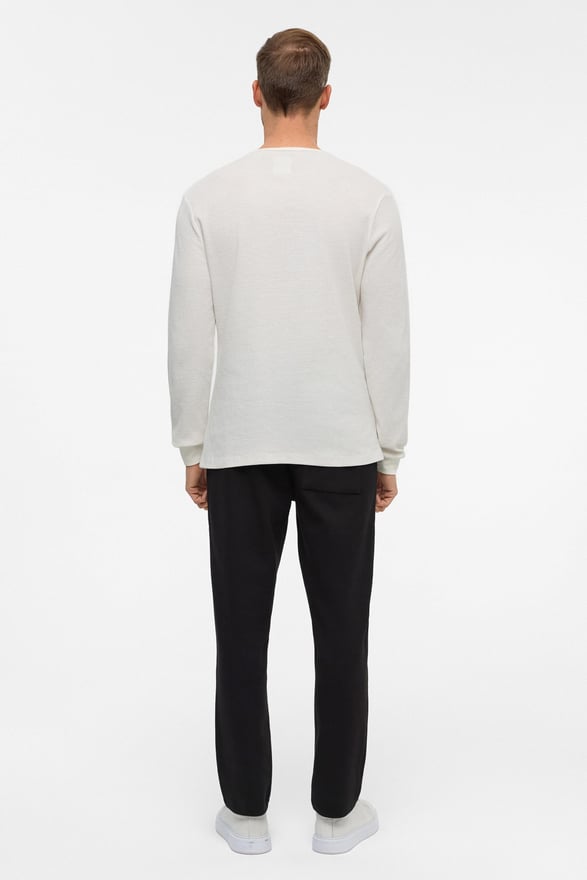 Beyaz Slim Armürlü Bisiklet Yaka Triko