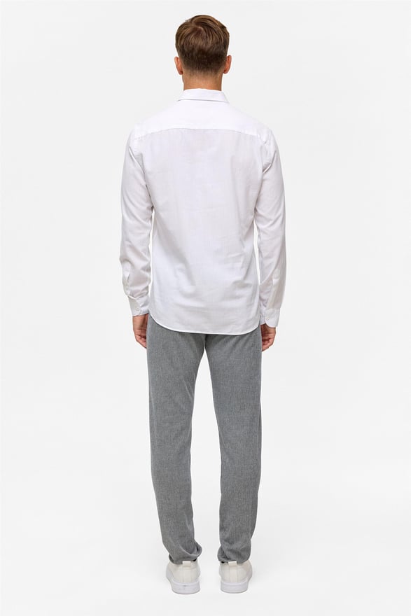 Beyaz Slim Düz Klasik Yaka Gömlek