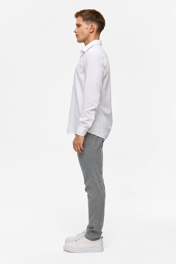 Beyaz Slim Düz Klasik Yaka Gömlek