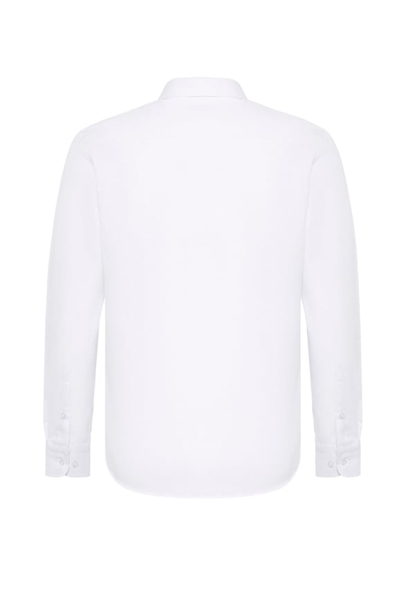 Beyaz Slim Düz Klasik Yaka Gömlek
