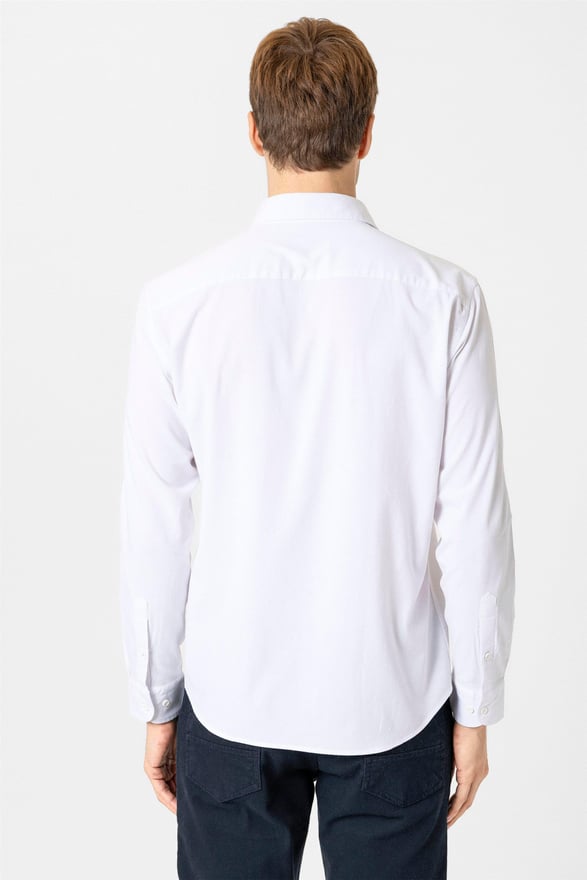 Beyaz Slim Düz Klasik Yaka Gömlek