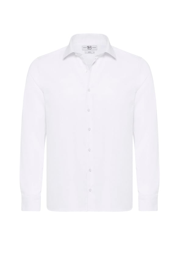Beyaz Slim Düz Klasik Yaka Gömlek
