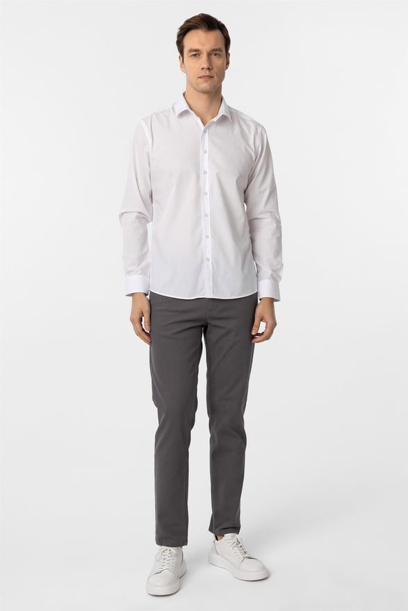 Beyaz Slim Düz Klasik Yaka Gömlek