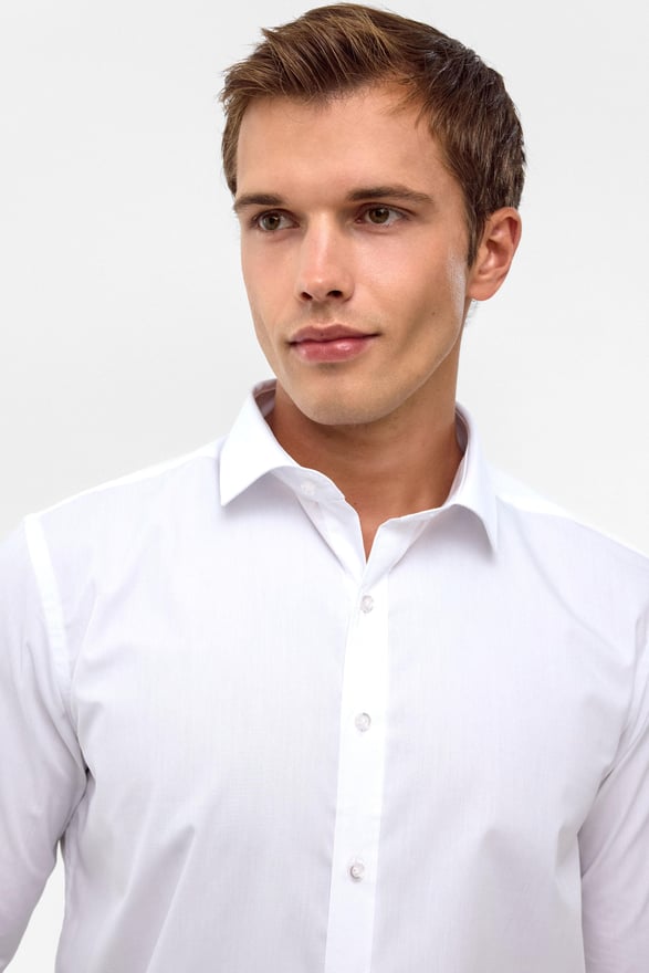 Beyaz Slim Fit Düz Klasik Yaka Gömlek