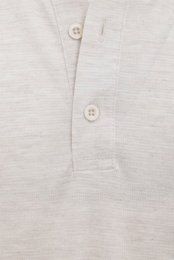 Ekru Regular Armürlü Polo Yaka Tişört