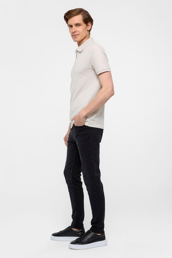 Ekru Regular Armürlü Polo Yaka Tişört