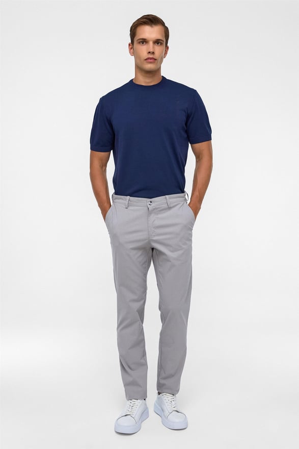 Gri Regular Armürlü Pantolon