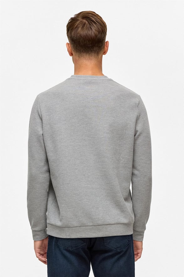 Gri Regular Düz Bisiklet Yaka Sweatshirt
