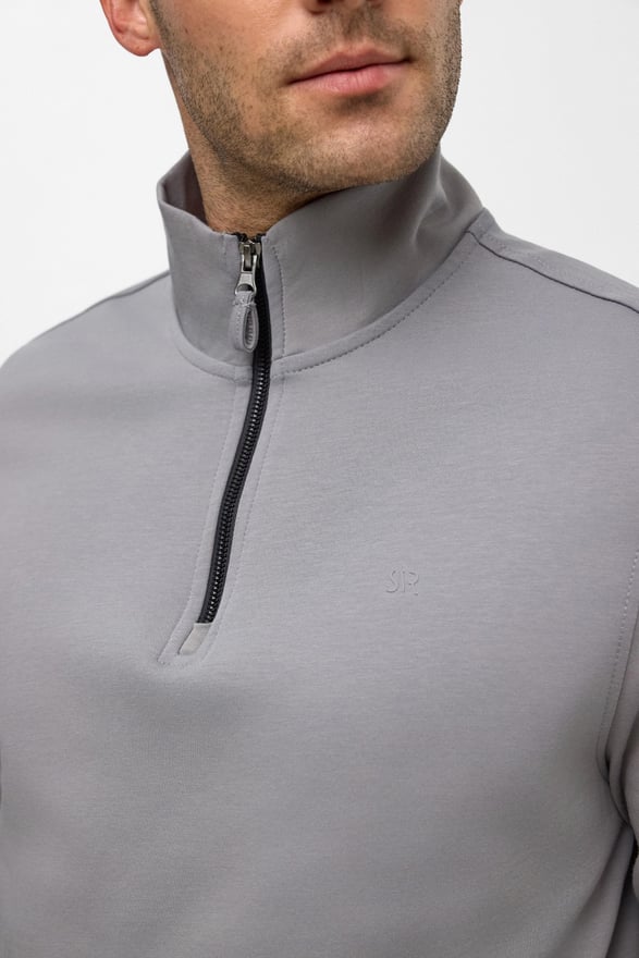 Gri Regular Düz Yarım Balıkçı Yaka Sweatshirt