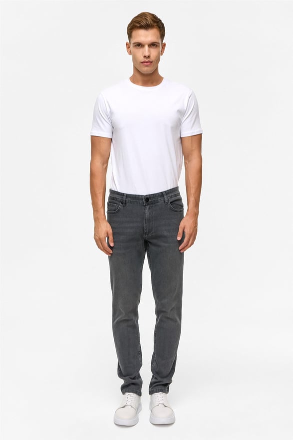 Gri Slim Denim Pantolon
