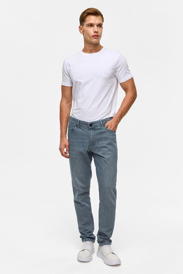 Gri Slim Denim Pantolon