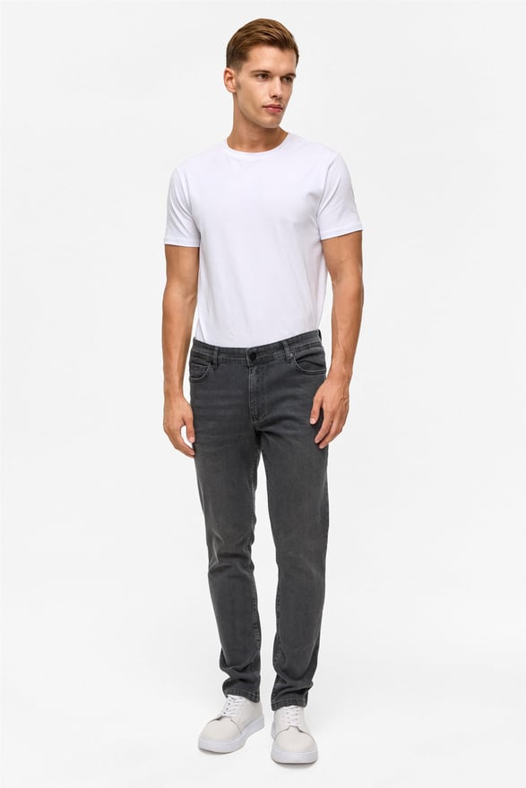 Gri Slim Denim Pantolon
