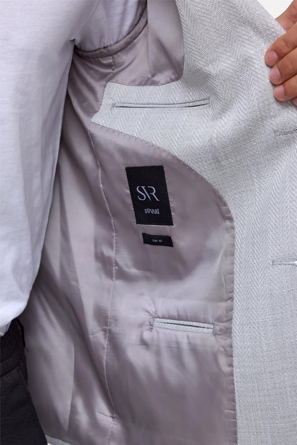 Gri Slim Desenli Mono Yaka 6 Drop Ceket