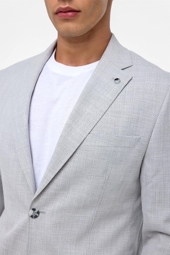 Gri Slim Desenli Mono Yaka 6 Drop Ceket