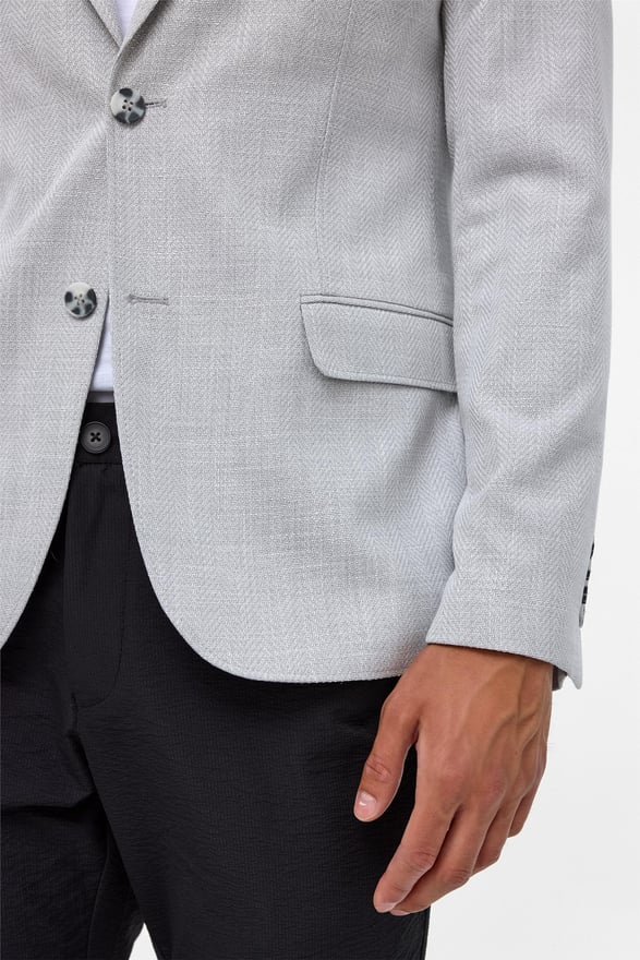 Gri Slim Desenli Mono Yaka 6 Drop Ceket