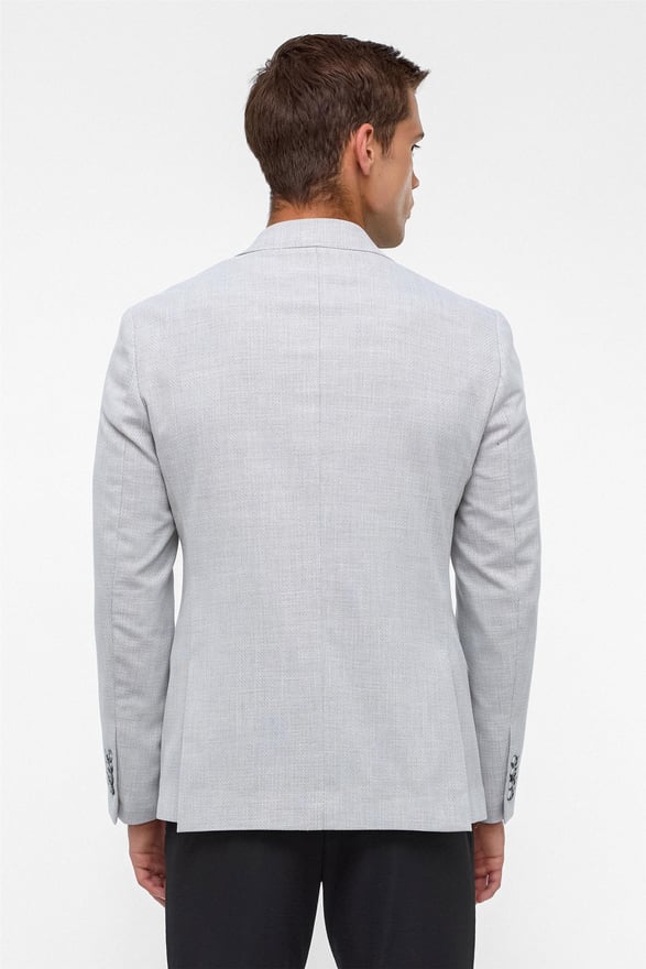 Gri Slim Desenli Mono Yaka 6 Drop Ceket