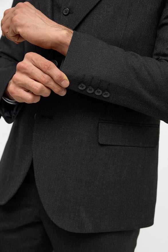 Gri Slim Desenli Sivri Yaka 6 Drop Yelekli Takım Elbise