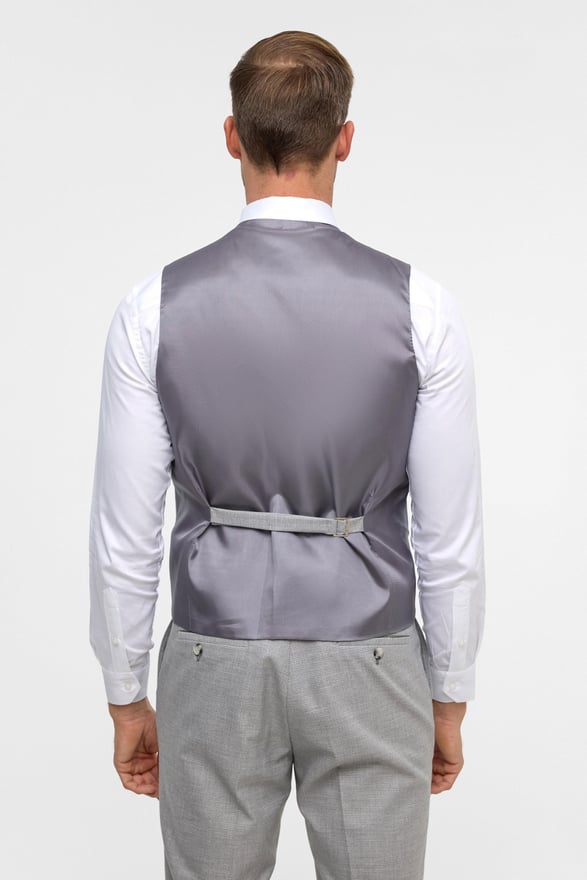 Gri Slim Desenli Sivri Yaka 6 Drop Yelekli Takım Elbise