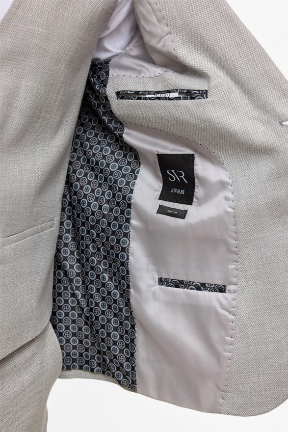 Gri Slim Desenli Sivri Yaka 6 Drop Yelekli Takım Elbise