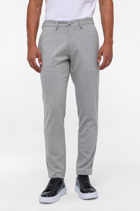 Gri Slim Fit Desenli Kumaş Pantolon