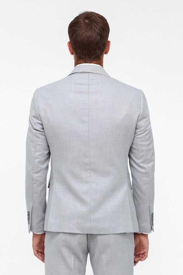 Gri Slim Fit Desenli Sivri Yaka 6 Drop Klasik Takım Elbise