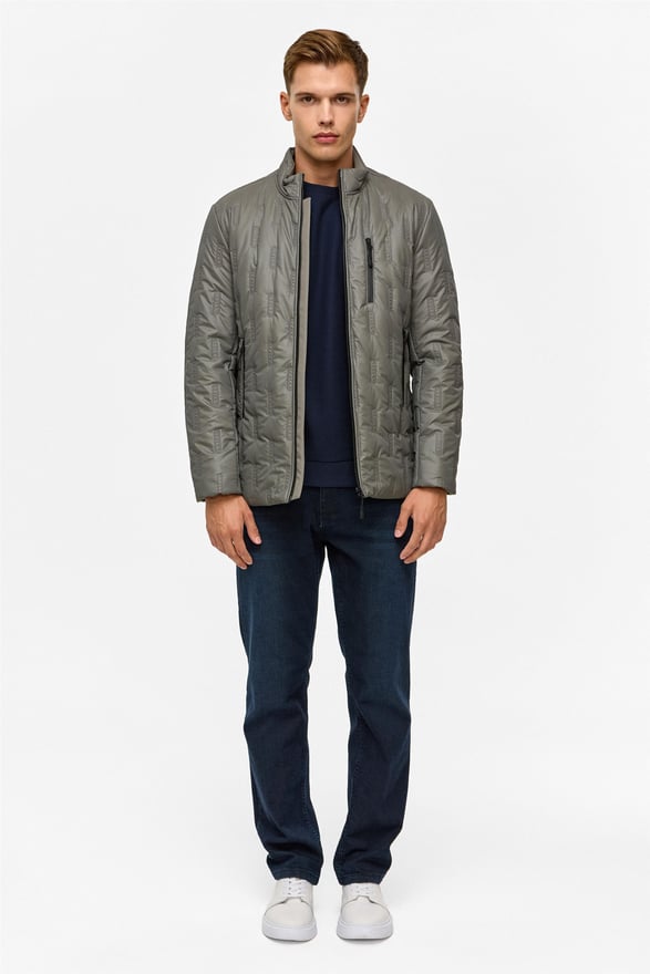 Gri Slim Kapitone Mont