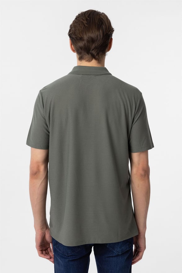 Haki Regular Armürlü Polo Yaka Tişört