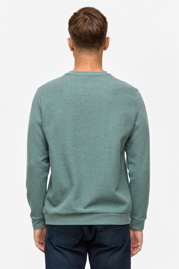 Haki Regular Düz Bisiklet Yaka Sweatshirt