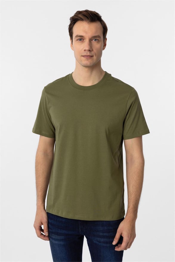 Haki Regular Düz O Yaka Tişört