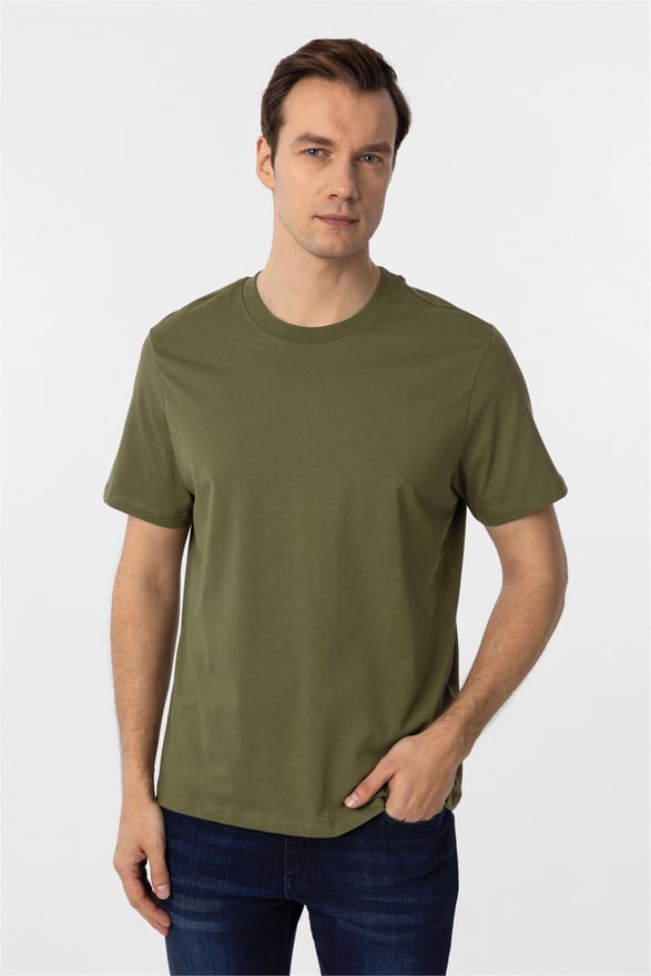 Haki Regular Düz O Yaka Tişört