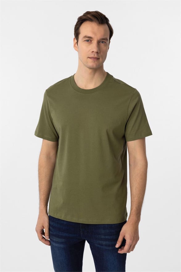 Haki Regular Düz O Yaka Tişört