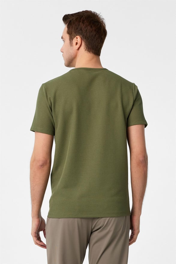 Haki Slim Armürlü O Yaka Tişört