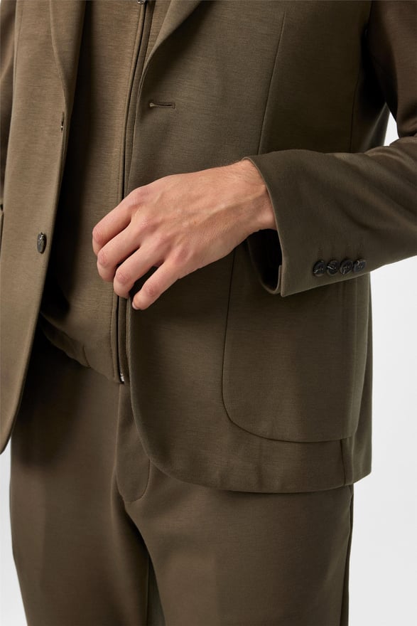 Haki Slim Düz Sivri Yaka 6 Drop Takım Elbise