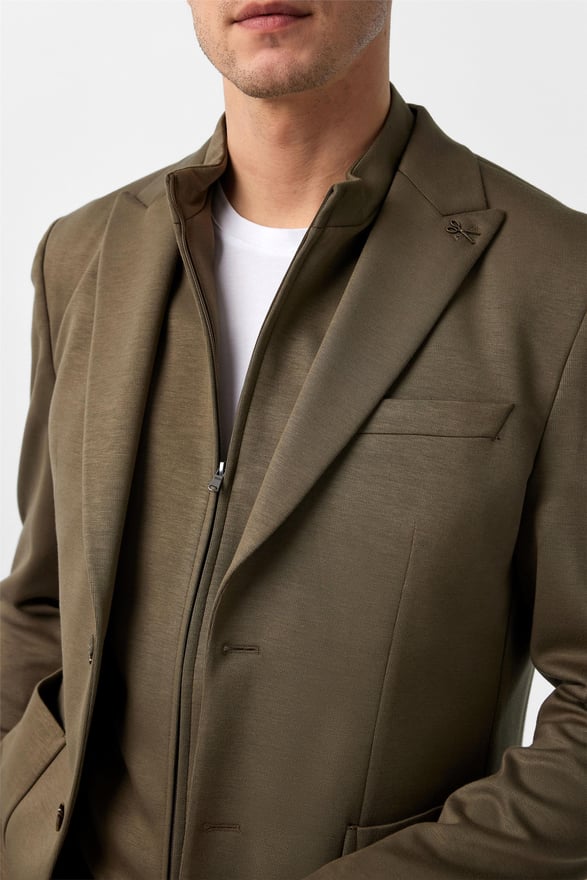 Haki Slim Düz Sivri Yaka 6 Drop Takım Elbise