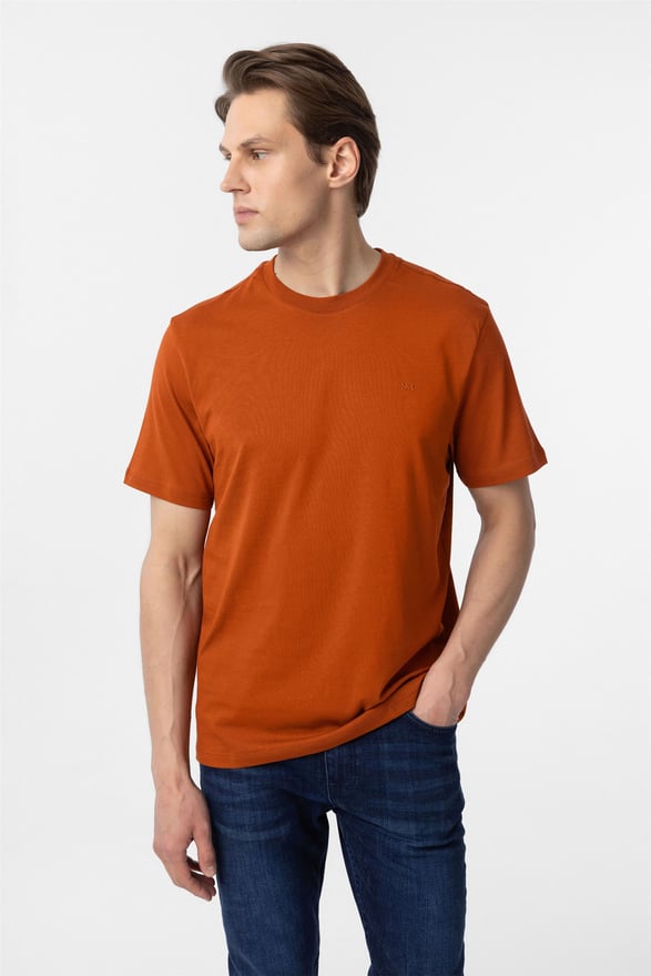 Kiremit Regular Düz O Yaka Tişört