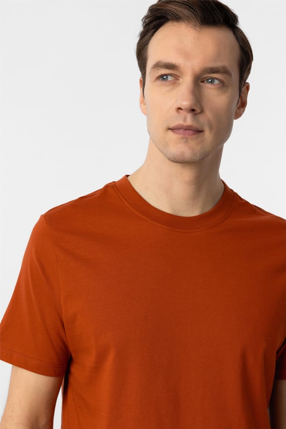 Kiremit Regular Düz O Yaka Tişört