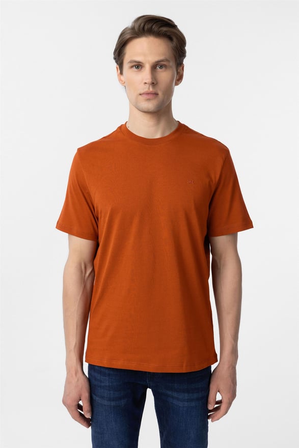 Kiremit Regular Düz O Yaka Tişört