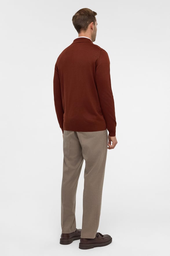 Kiremit Regular Düz Polo Yaka Triko